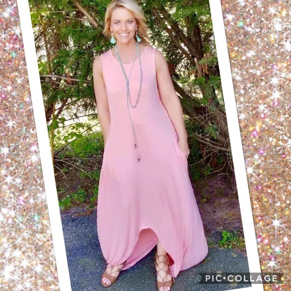 Reborn J blush sleeveless maxi with cross back